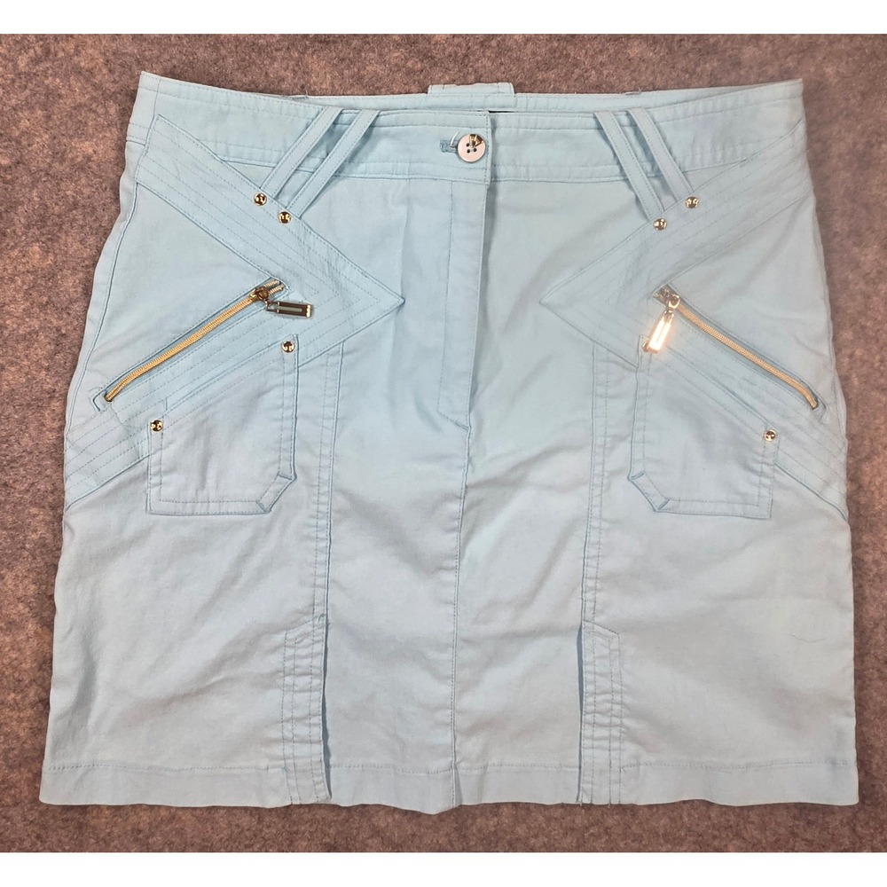 Jamie Sadock Light Blue Golf Skort Size 4 Multi Pocket Gold Zipper Activewear